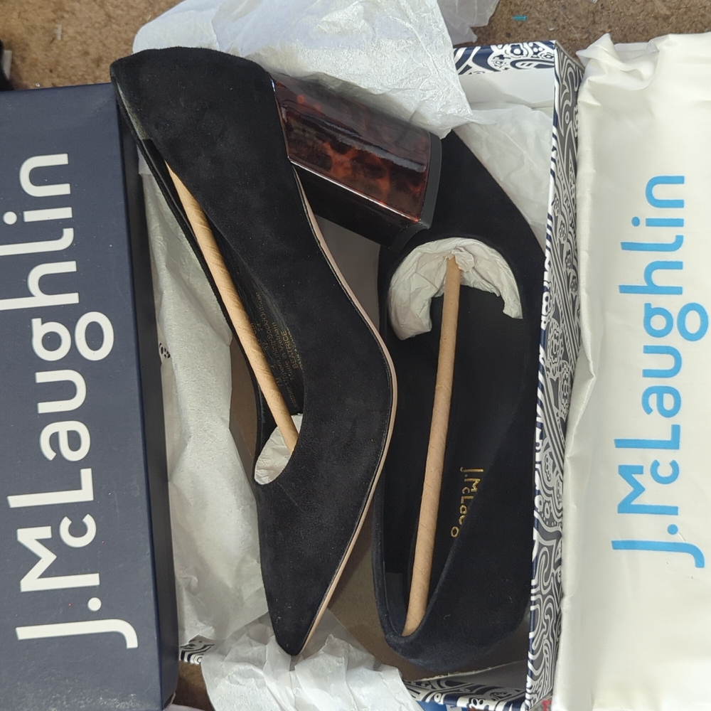 J.McLaughlin Black Suede Tortoise Block heel
